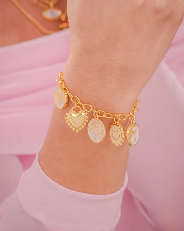 Pulsera Multicharms Deseos Del Corazón + Caja Especial Avemaría